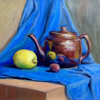 Stilleven op blauw