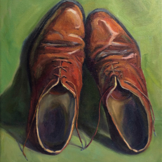 These shoes seem to say: Yes, we are old, but we are still a couple!